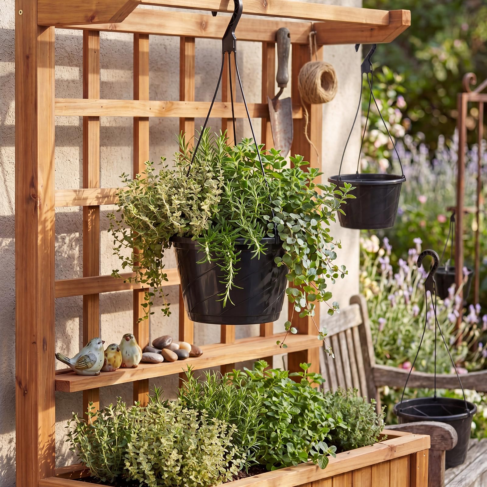 Romooa eight planters arranged in a garden setting to show cohesive styling