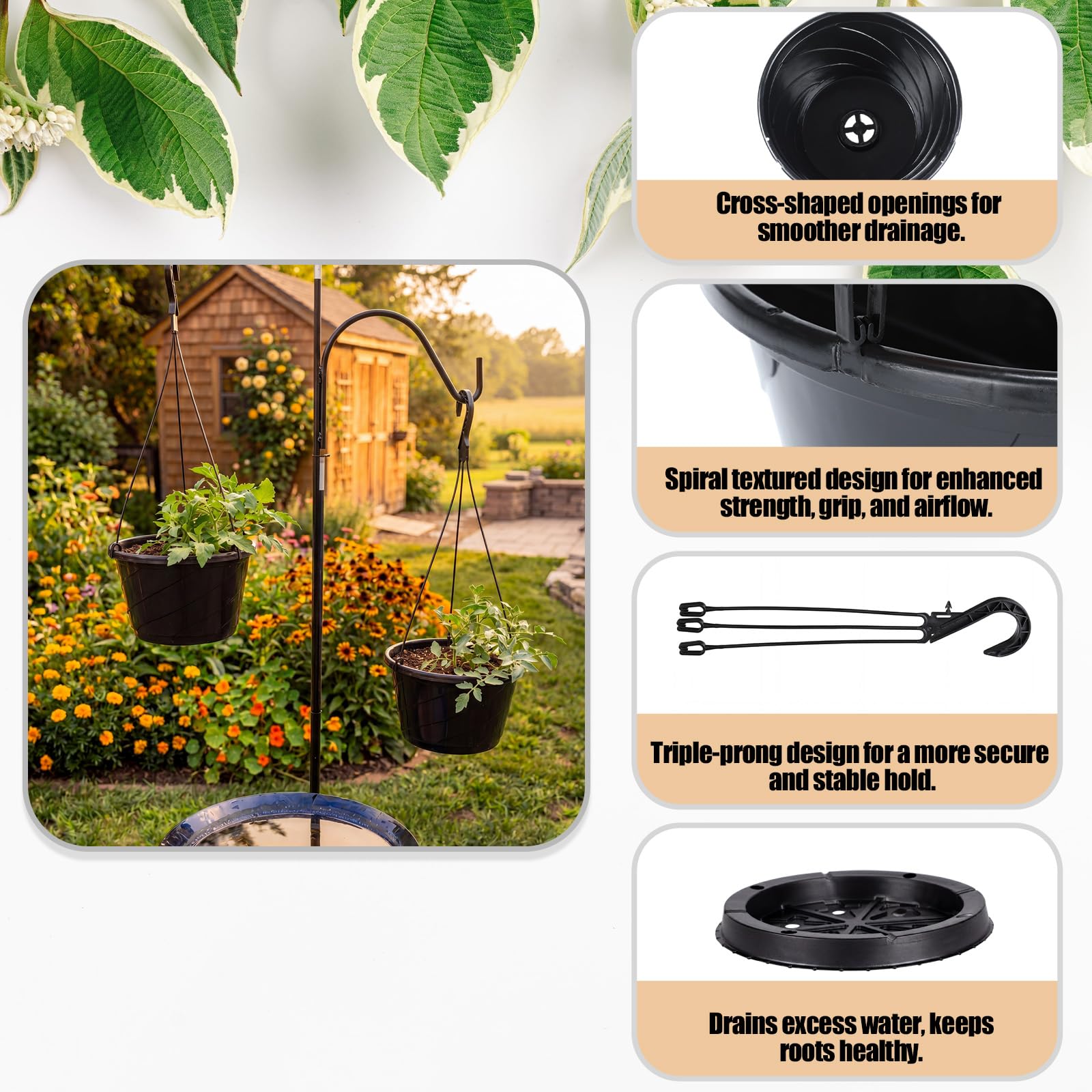Romooa planter held in hand to show 10-inch scale and lightweight portability