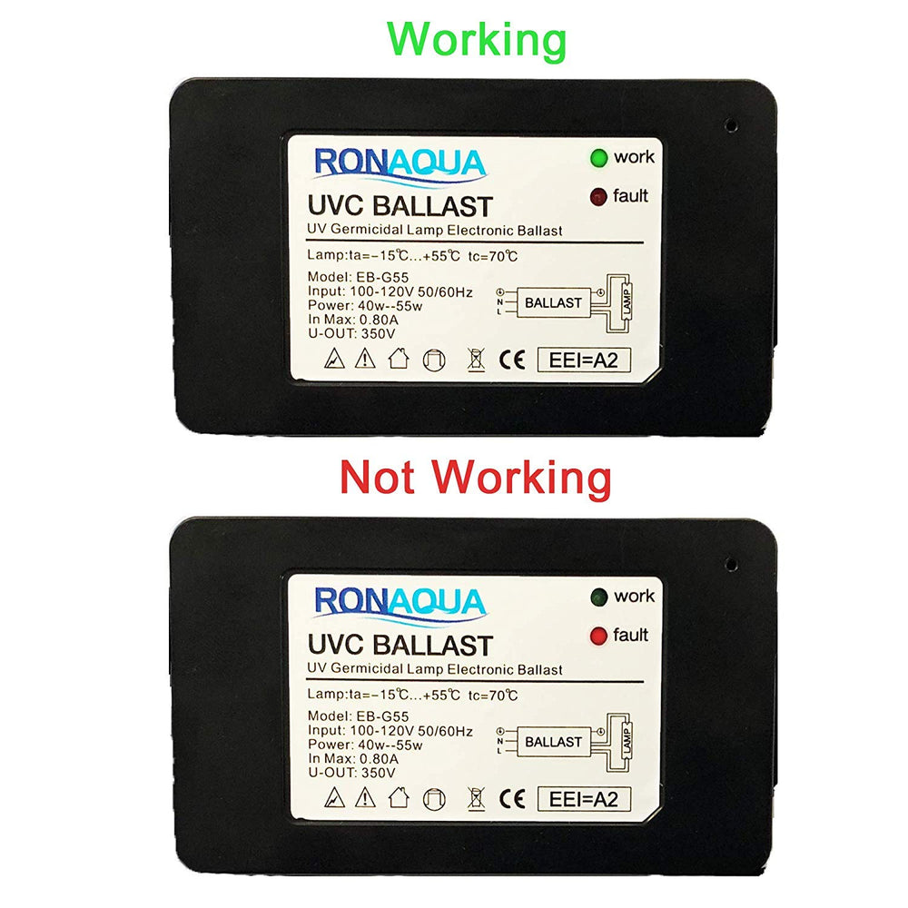 Ronaqua ballast product label with electrical specs for correct compatibility