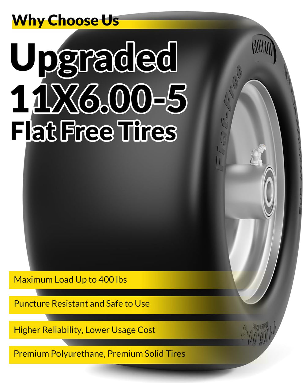 RONPOW alloy wheel rim label visible ensuring correct spec verification