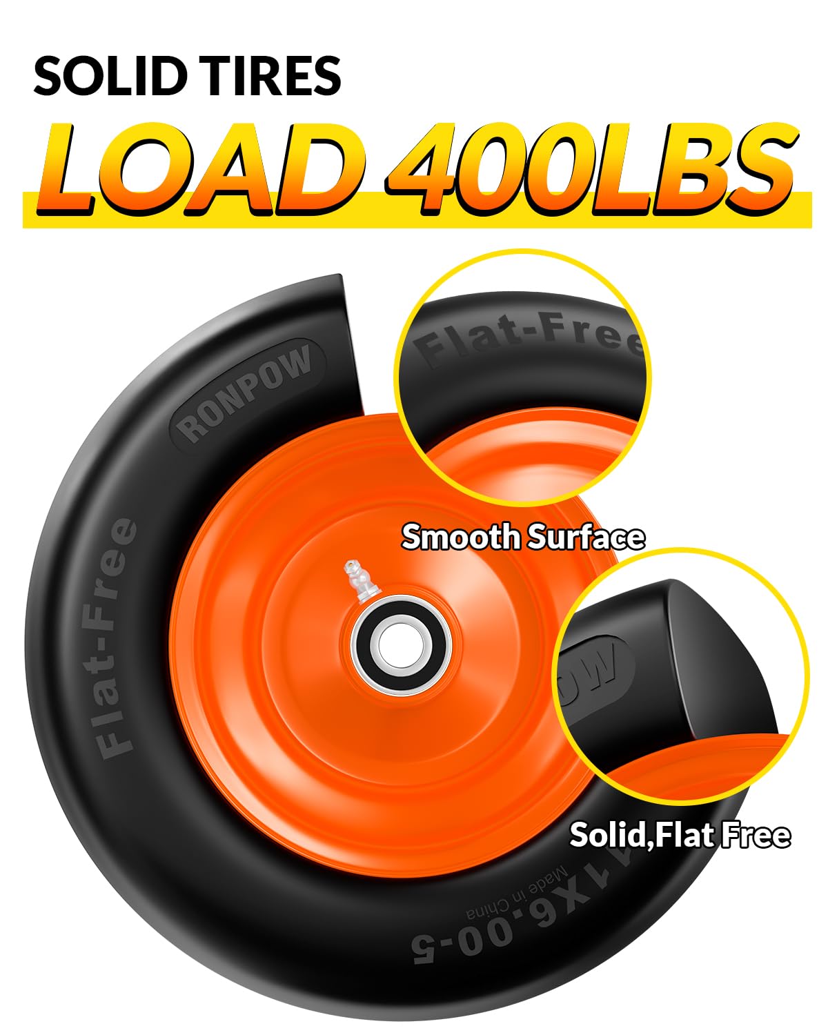 RONPOW hub and bearing detail showing quality bearings for long-lasting performance