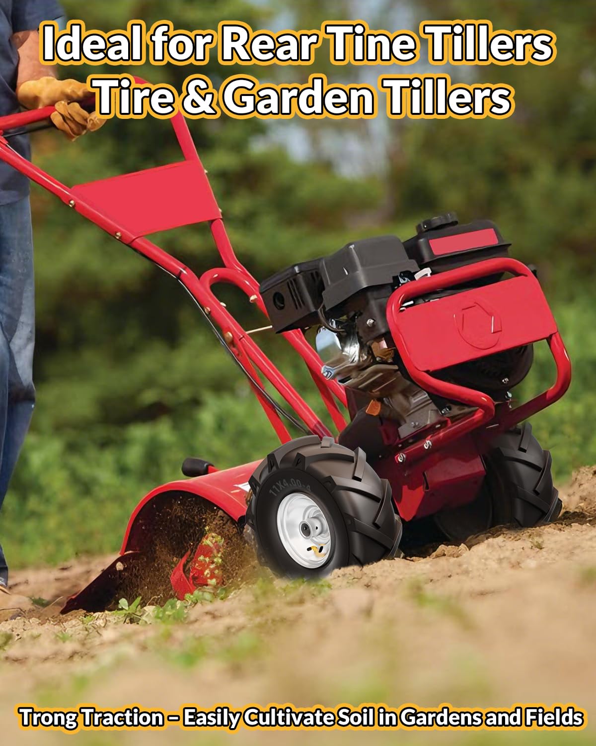 RONPOW installed on rear-tine tiller demonstrating compatibility