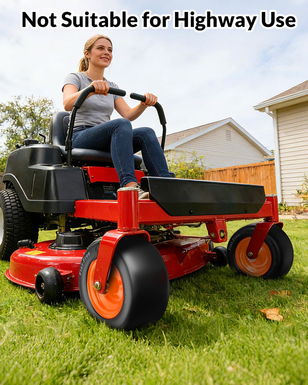 RONPOW wheel installed on a zero-turn mower for reliable, maintenance-free mowing