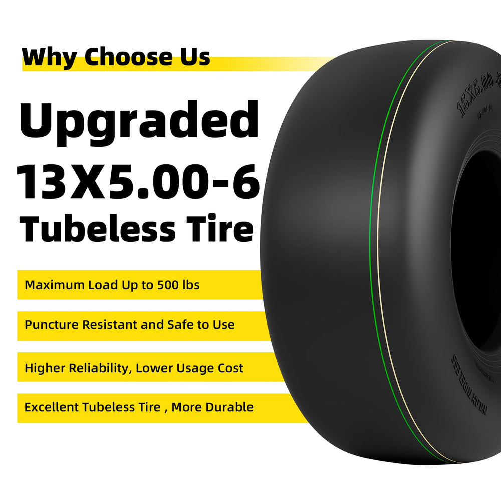 RONPOW tire on a zero-turn mower in yard showing stable traction benefit