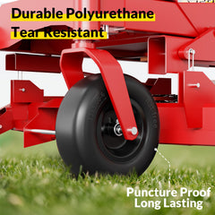 RONPOW side profile mounted on a zero-turn mower demonstrating improved stability and control