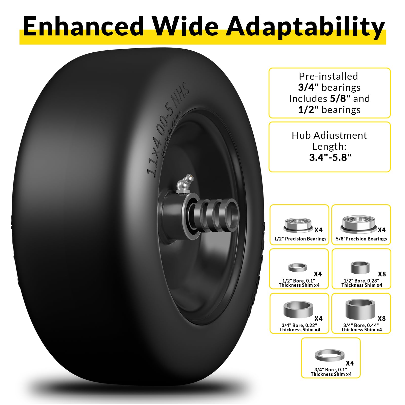 RONPOW side profile with ruler showing 11" diameter and 4" width for easy size verification