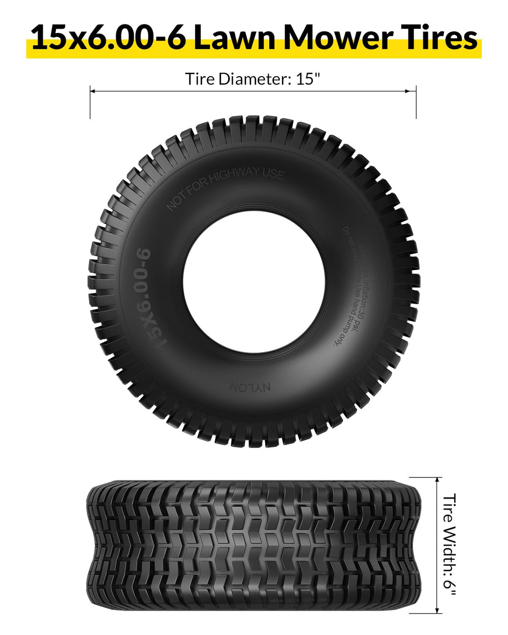 RONPOW side profile showing turf tread for improved control and gentle grass contact