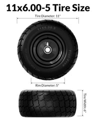 RONPOW close-up of snowflake tread pattern providing traction and reduced slippage benefit