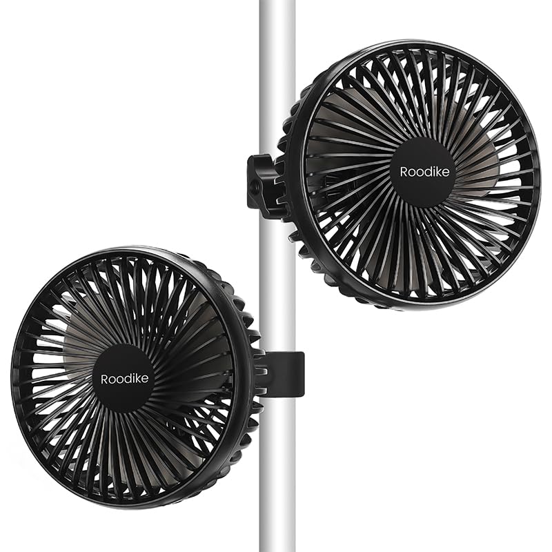 Roodike front view of two clip-on fans showing compact design and airflow benefit