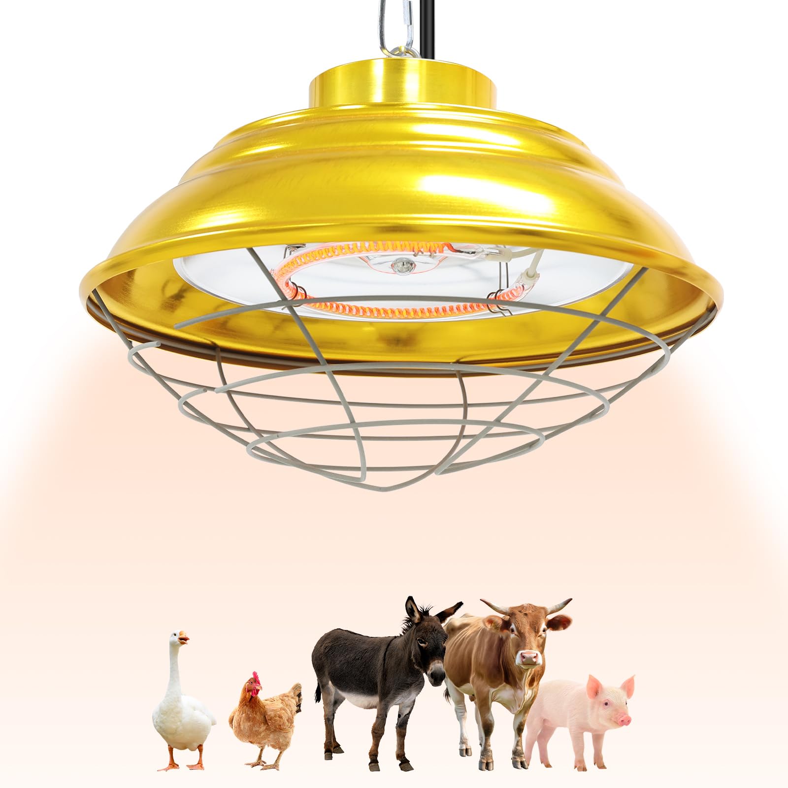 Roodike front view of hanging heater showing compact design and quick warmth