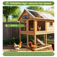 Roodike kit installed on chicken coop exterior, improves daytime air circulation