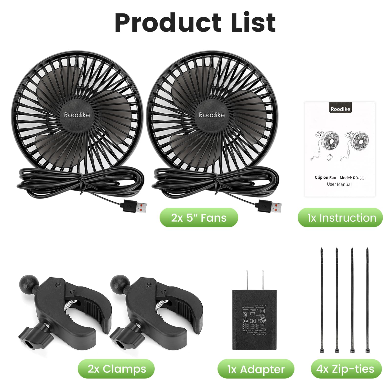 Roodike fan next to ruler showing 5-inch size for space-saving benefit