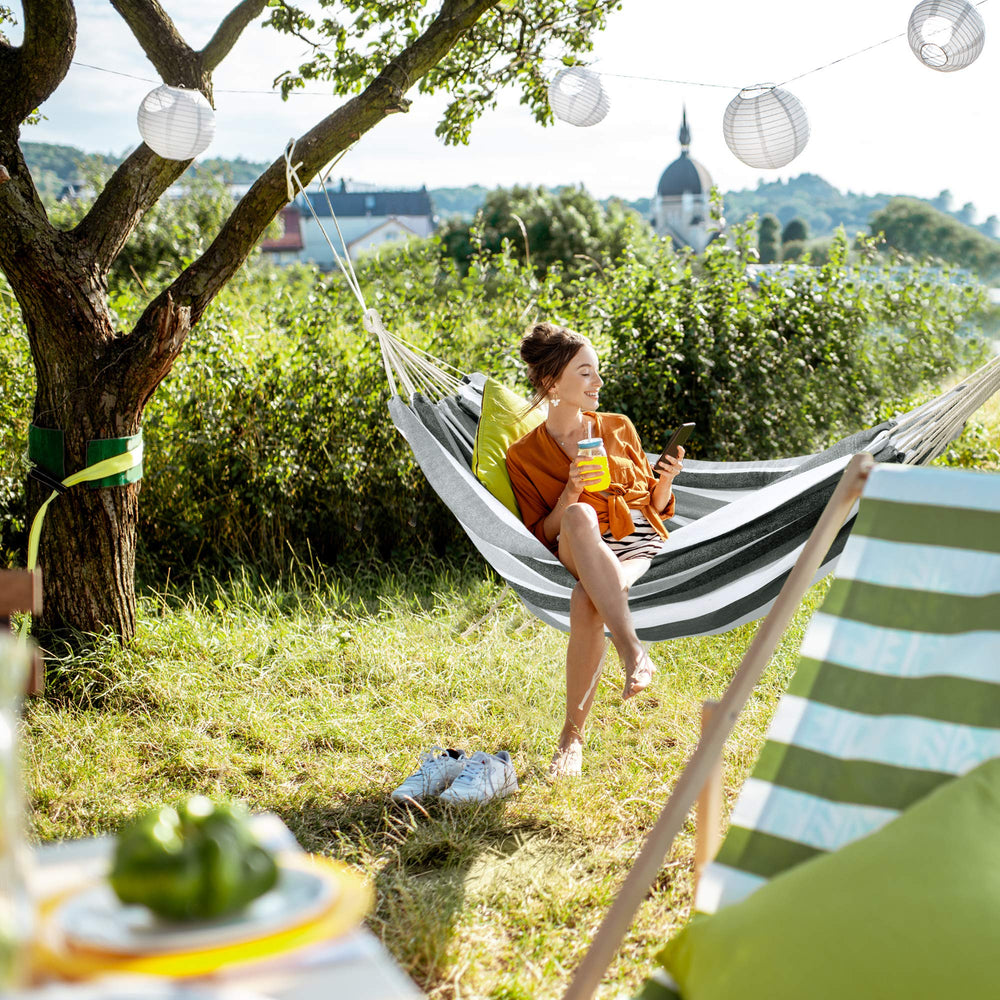 ROOITY hammock on beach demonstrating portable comfort and leisure