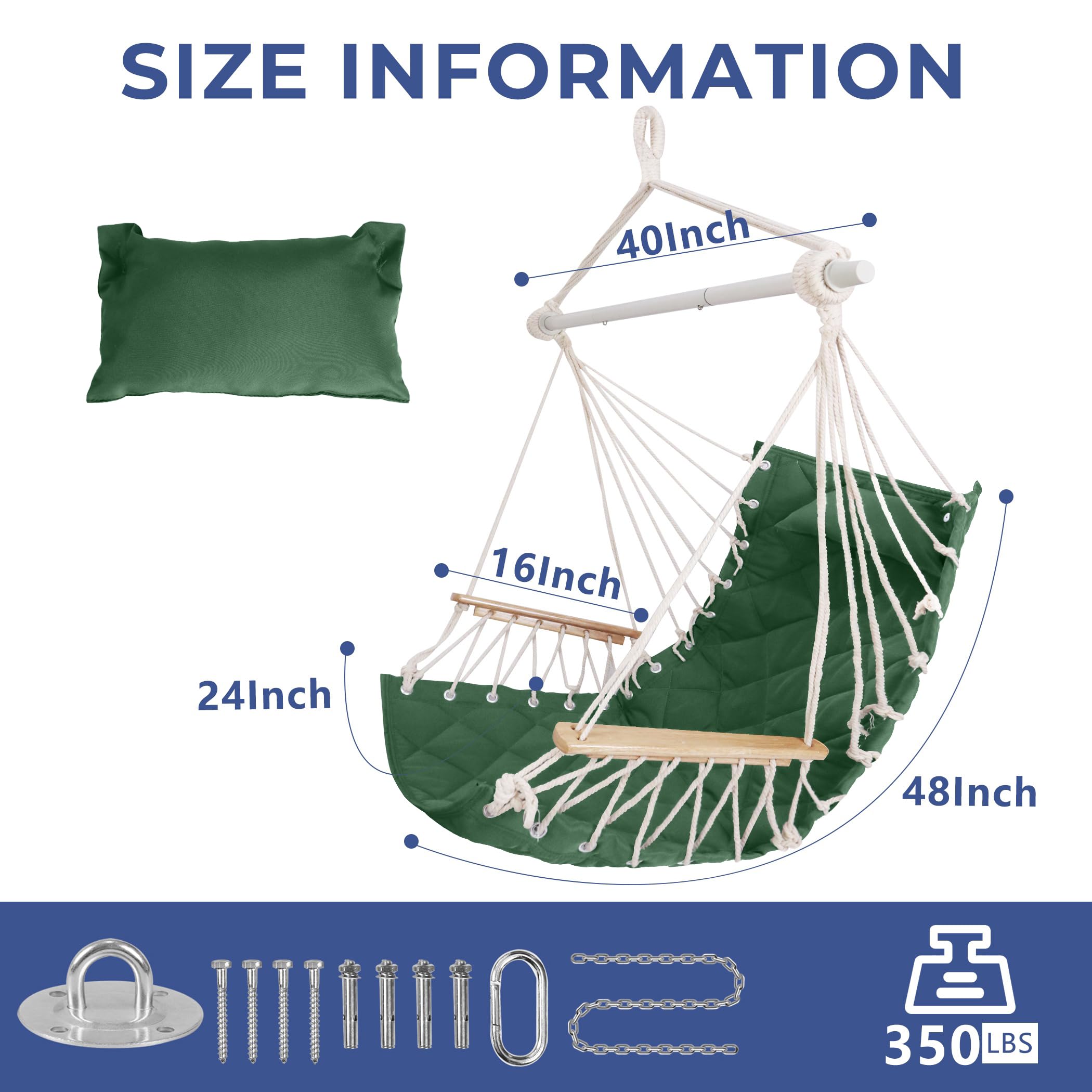 ROOITY hammock chair mounted to ceiling with hardware demonstrating secure installation
