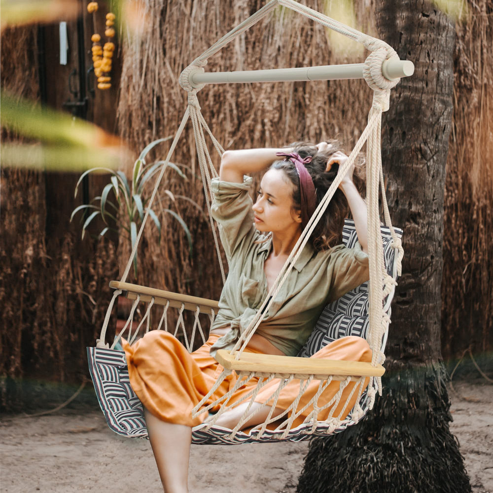 ROOITY hammock chair on porch illustrating leisure seating for outdoor spaces