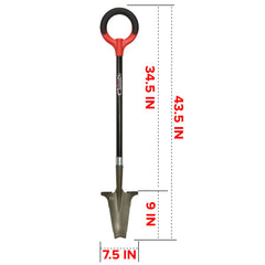 Root Slayer blade close-up with V tip and ripsaw teeth for cutting roots efficiently