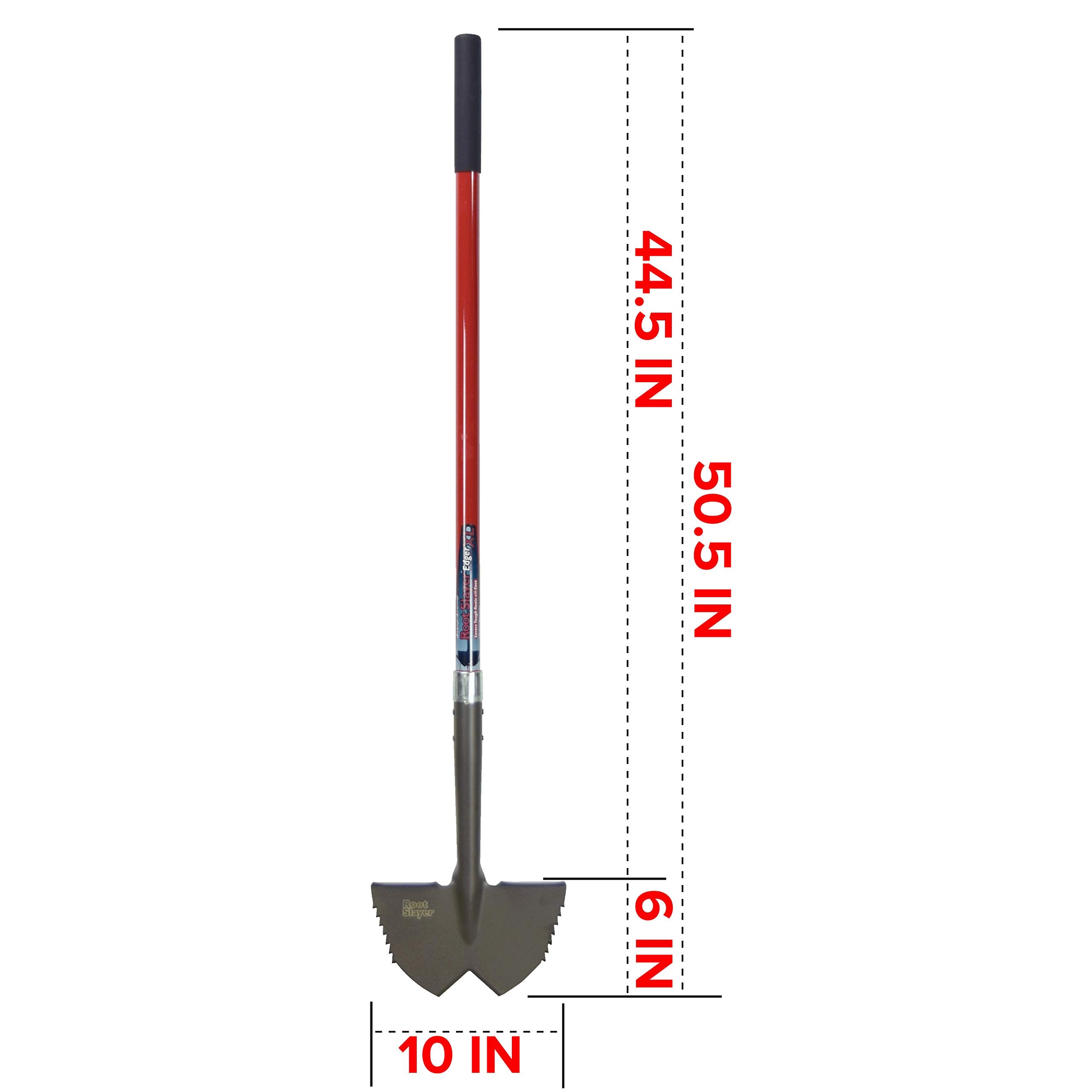 Root Slayer close-up of serrated carbon-steel blade for cleaner cuts