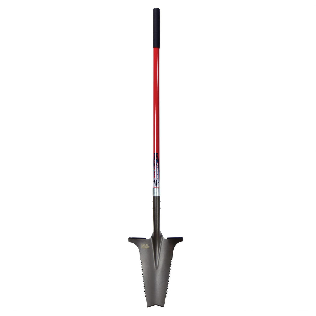 Root Slayer front view showing full shovel and red finish for clear tool identification