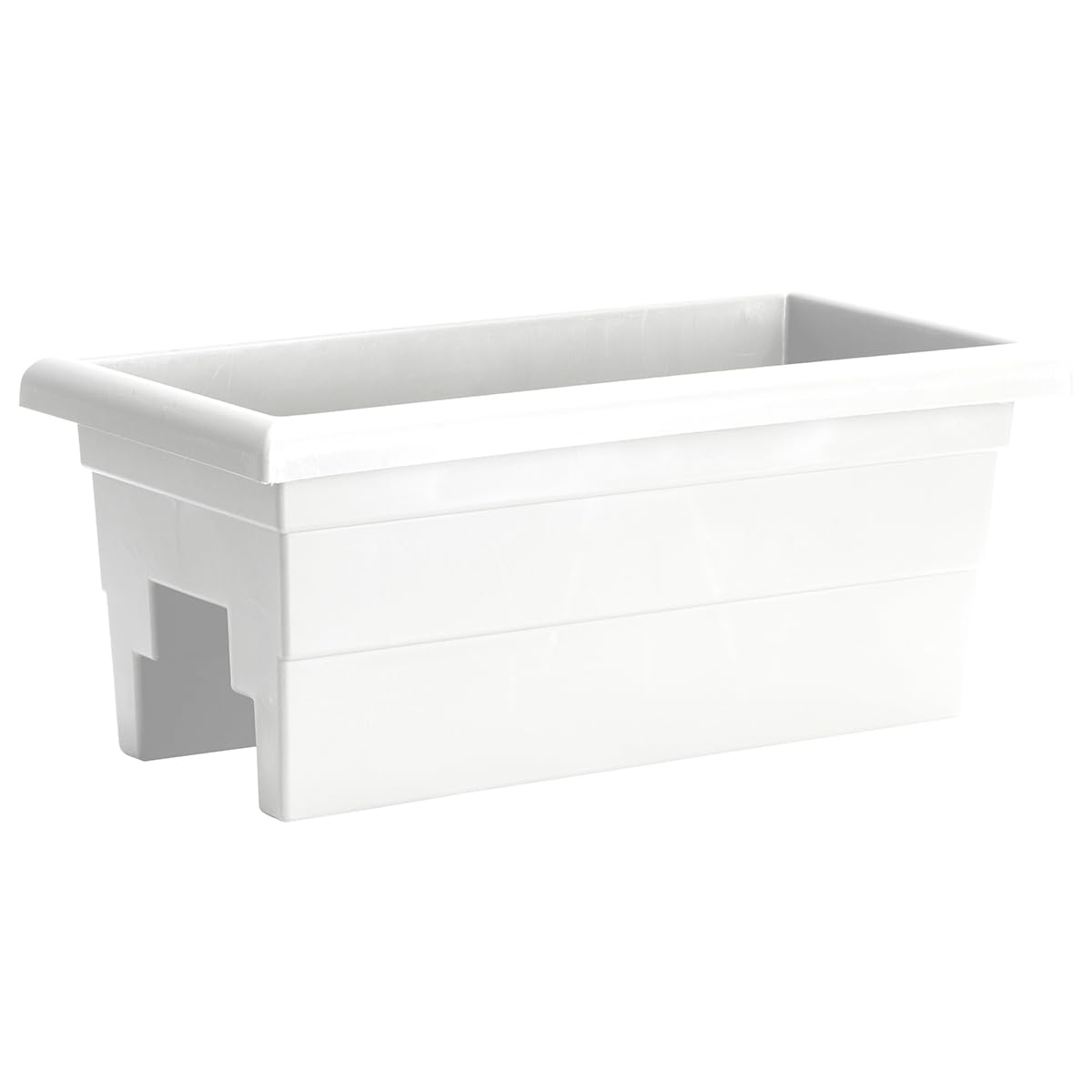Root & Vessel front view of white 24 inch railing planter showing clean lines and matte finish