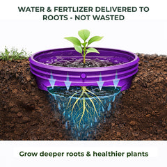 Rooted Promise side port detail showing 1/4 inch drip tubing compatibility for targeted watering