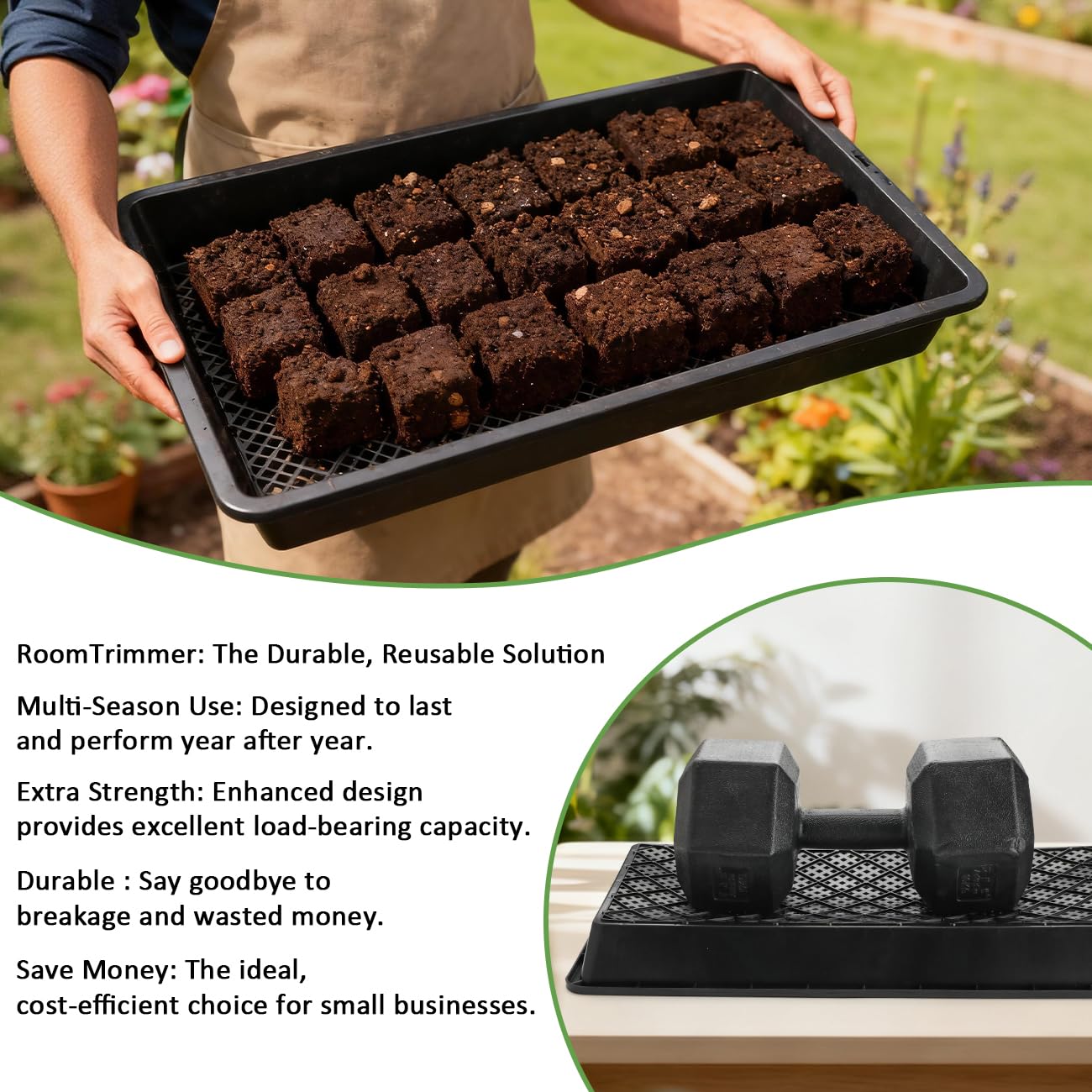 RooTrimmer trays stacked on shelving displaying scalability for multi-tier growing