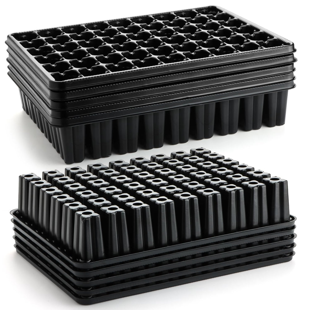 RooTrimmer front view of 54-cell plug tray showing organized planting benefit