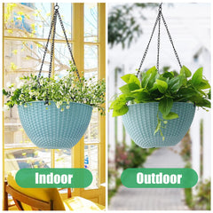 RooTrimmer metal chain and hook assembly attached to planter for secure hanging and simple installation