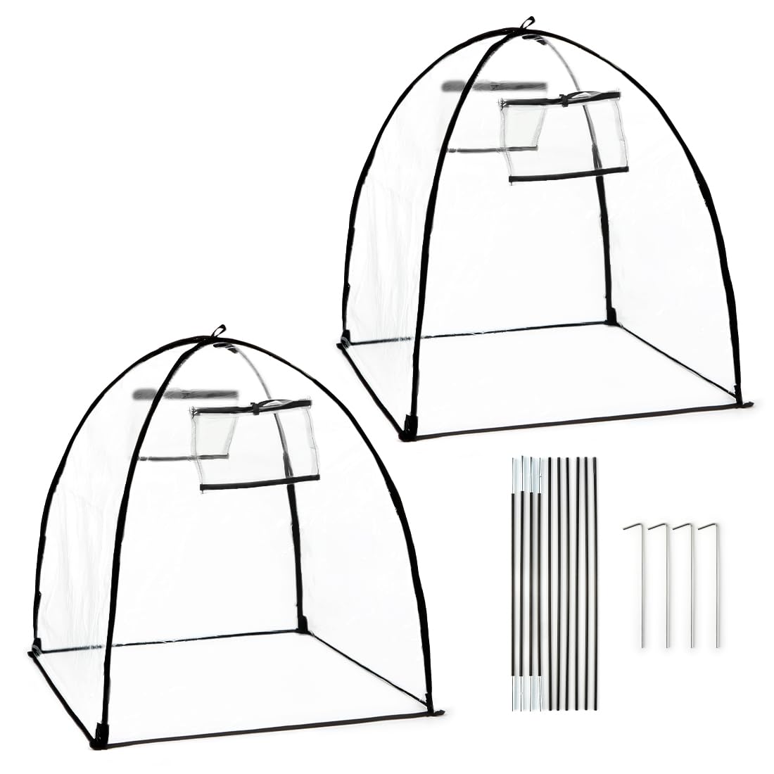 RooTrimmer clear cloche front view showing full plant protection