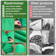 RooTrimmer cover placed over a potted plant demonstrating frost protection benefit
