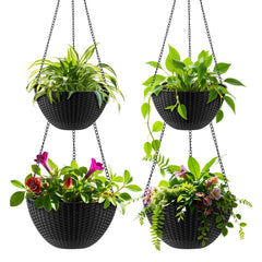 RooTrimmer front pack shot showing four black hanging planters for instant display
