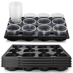 RooTrimmer front view showing tray set and 60 clear pots for organized propagation