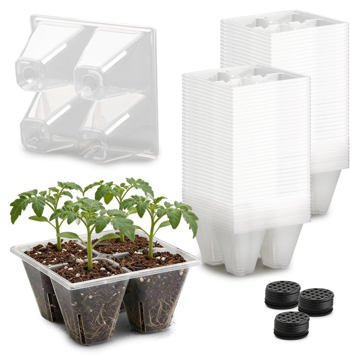 RooTrimmer front pack showing clear trays and pack count for quick identification