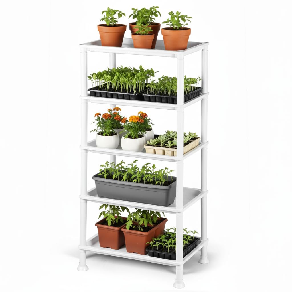 RooTrimmer front view assembled stand showing compact vertical growth benefit