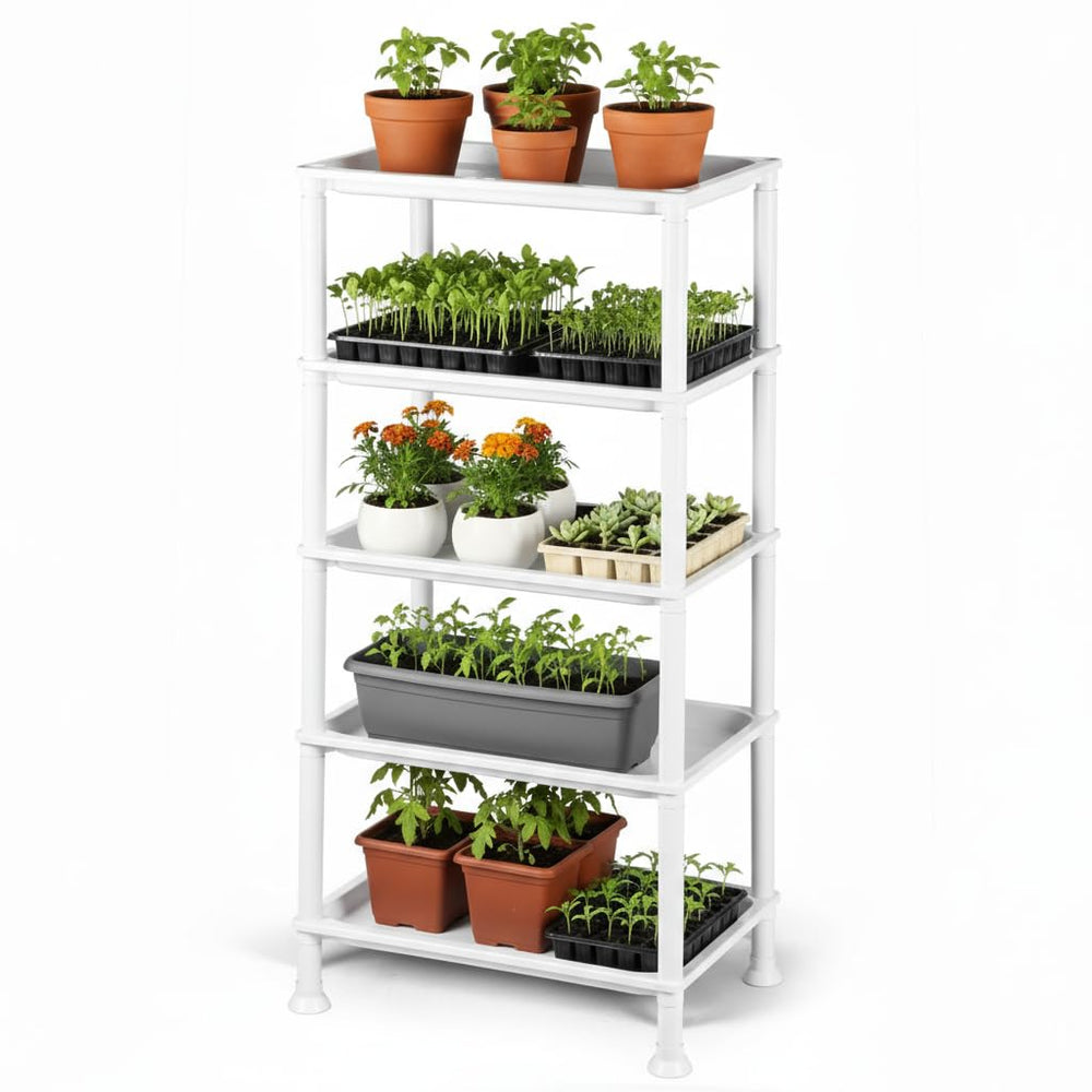 RooTrimmer front view assembled stand showing compact vertical growth benefit