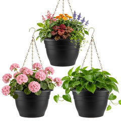 RooTrimmer front view of black 11-inch hanging basket showing elegant display and easy hanging