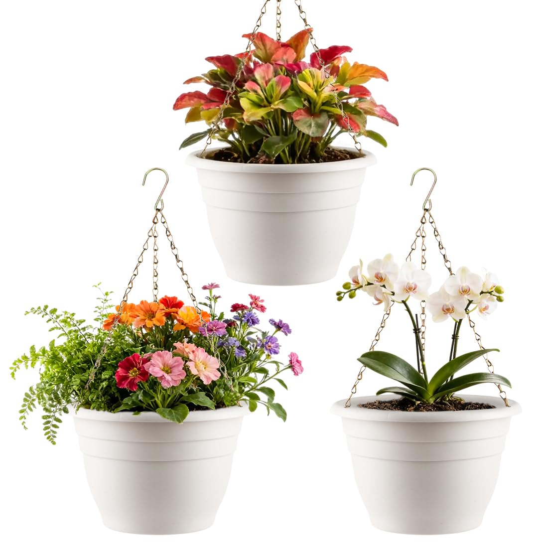 RooTrimmer front view white hanging planter showing sleek design and easy mounting
