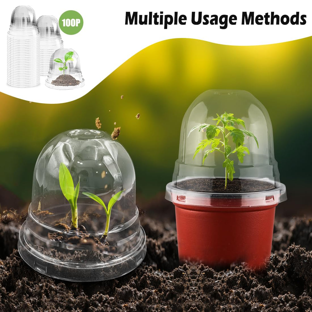 RooTrimmer domes arranged on a greenhouse table illustrating commercial use benefit