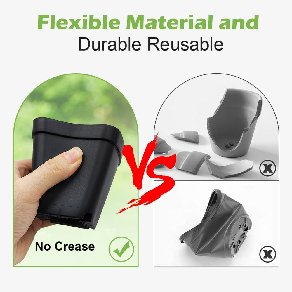 RooTrimmer pot next to a hand for scale, showing lightweight portability