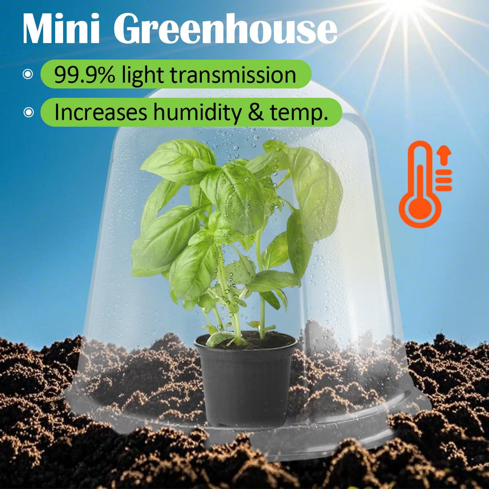 RooTrimmer dome placed on a 5-gallon pot protecting a seedling from pests
