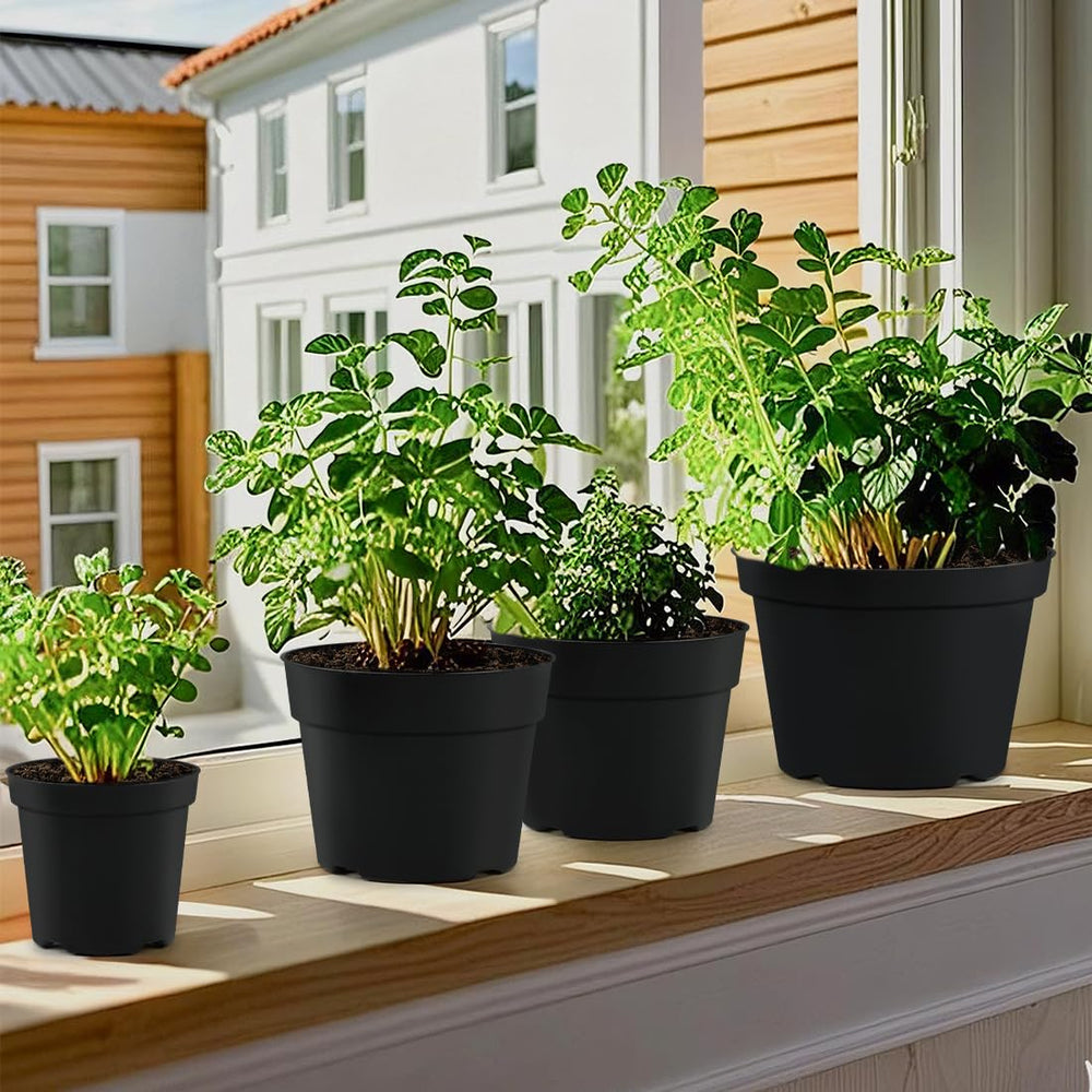RooTrimmer pots arranged on balcony demonstrating versatile indoor-outdoor use