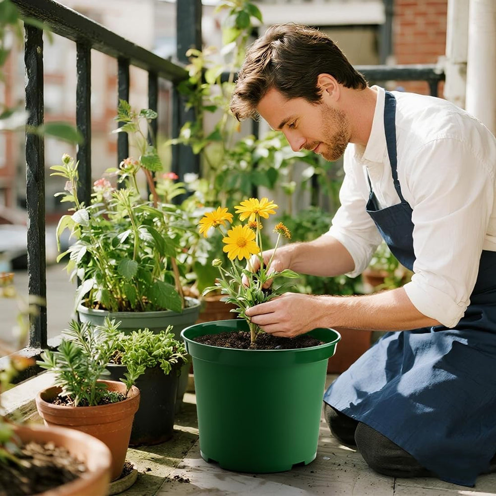 RooTrimmer pots arranged on patio illustrating versatile indoor-outdoor use