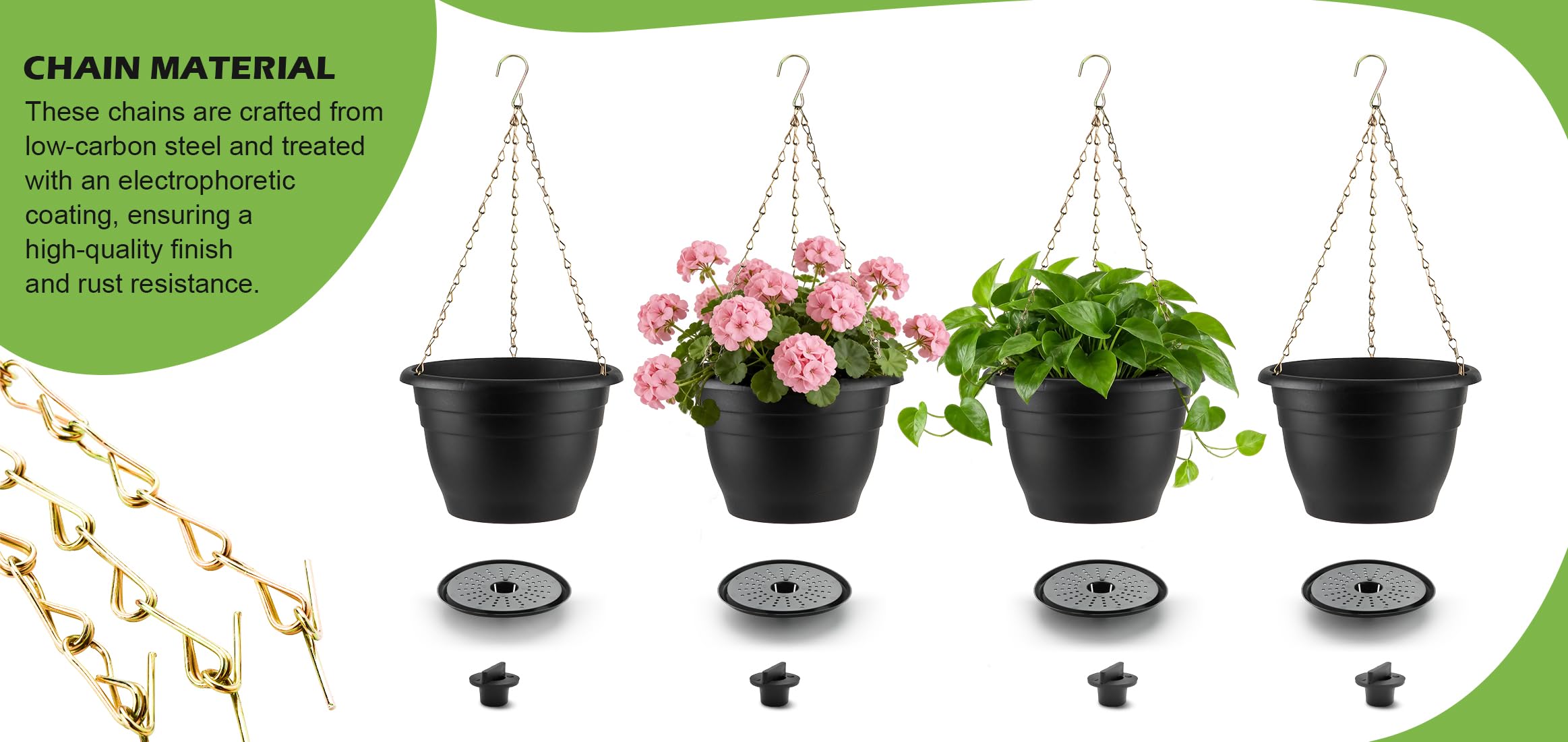 RooTrimmer hanging baskets displayed on a porch showing space-saving aesthetic benefit