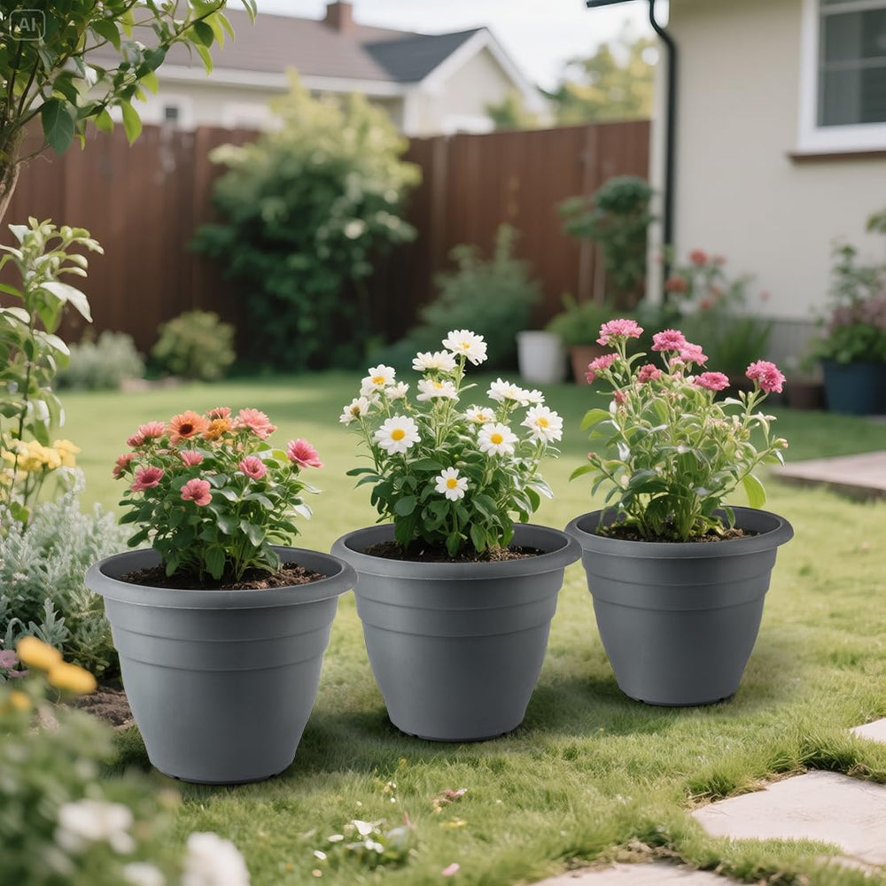 RooTrimmer pot planted outdoors demonstrating weather-resistant use benefit