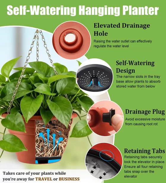 RooTrimmer hanging planter filled with trailing plants enhancing balcony decor