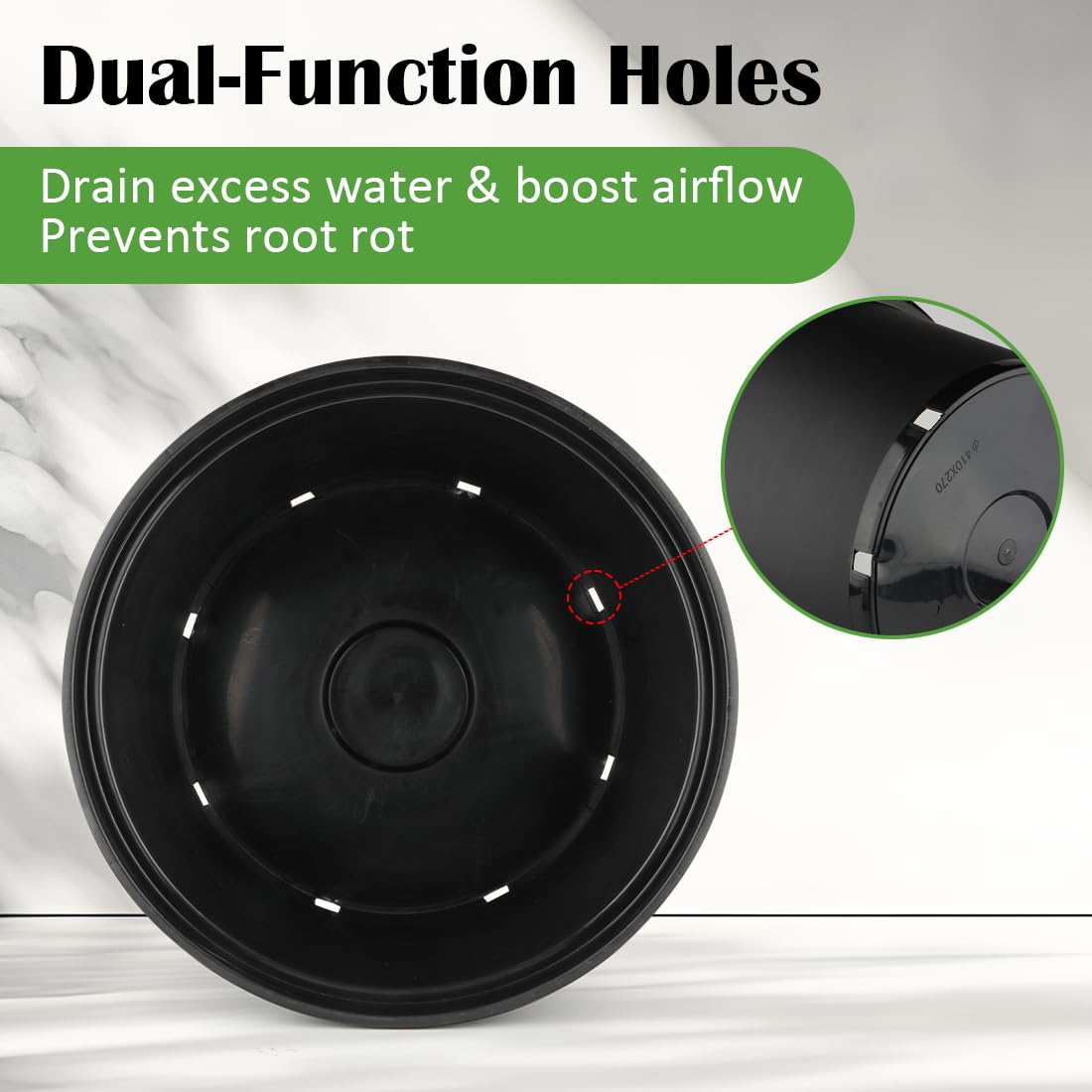 RooTrimmer reinforced rim shown for easier lifting and handling benefit