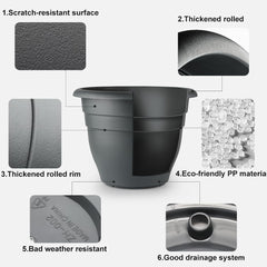 RooTrimmer rolling saucer wheels detail demonstrating smooth mobility for heavy plants