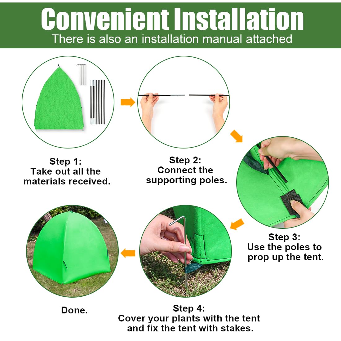 RooTrimmer folded covers stored compactly for simple off-season storage