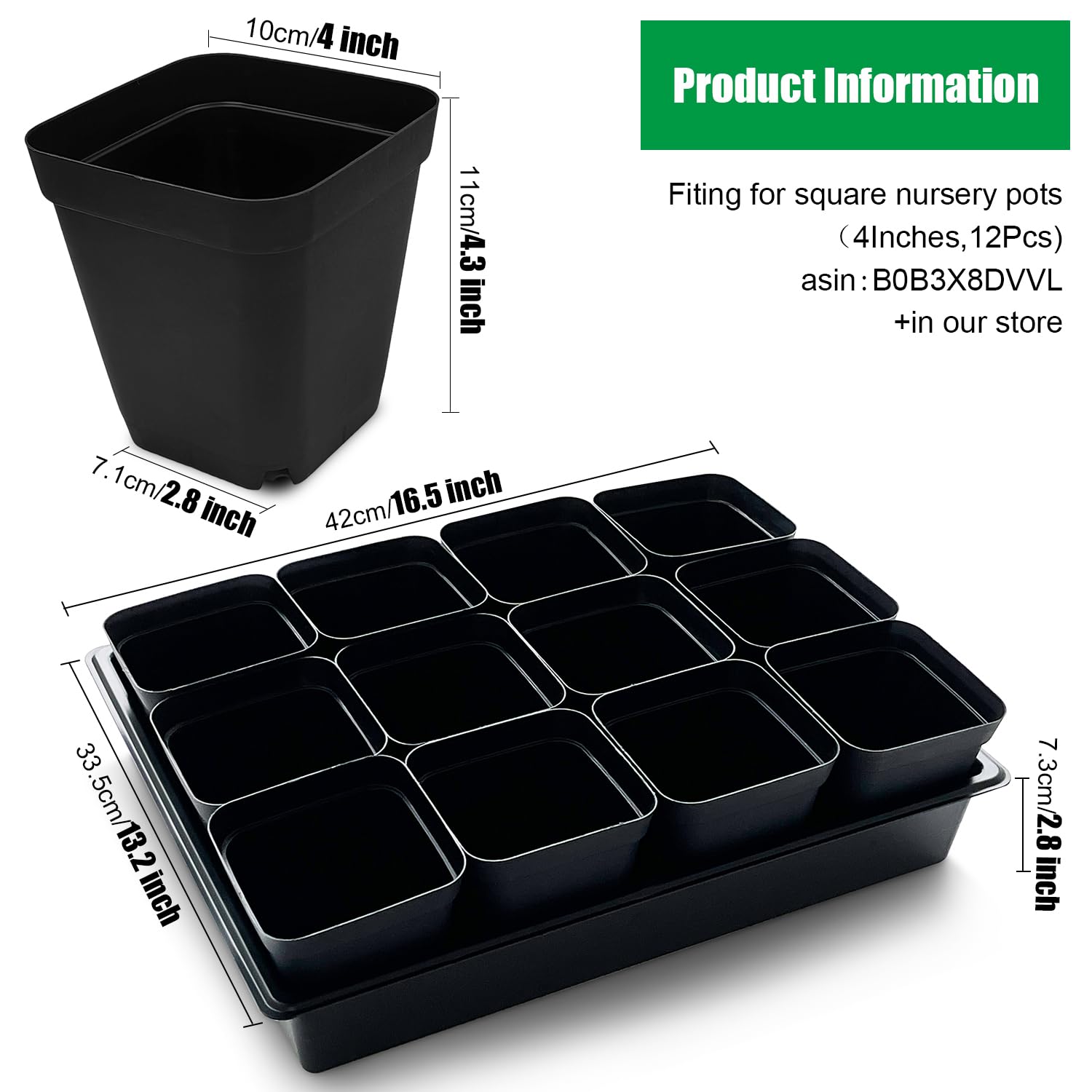 RooTrimmer tray label and measurements for quick sizing and layout planning