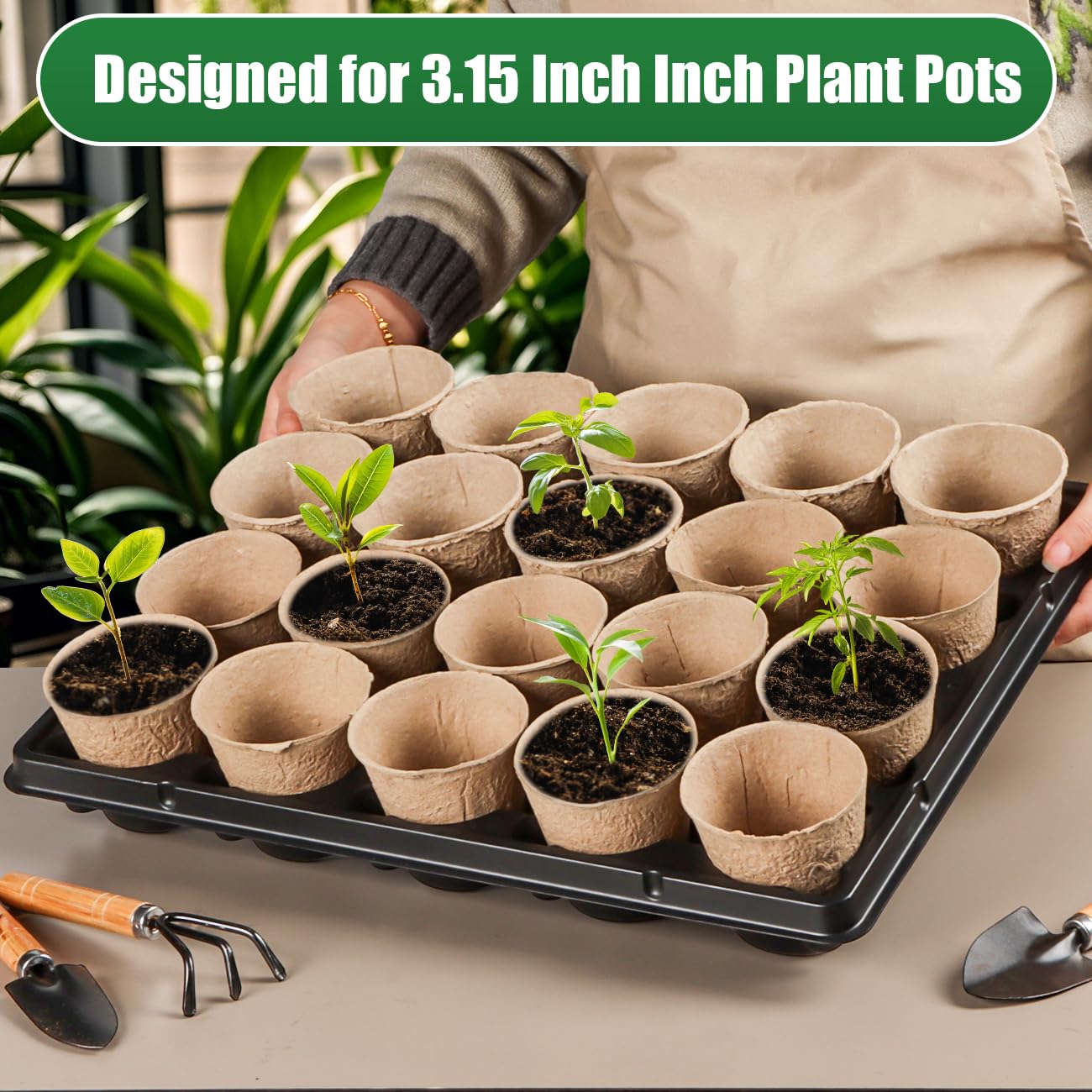 RooTrimmer tray held by hand for scale, lightweight and easy to carry