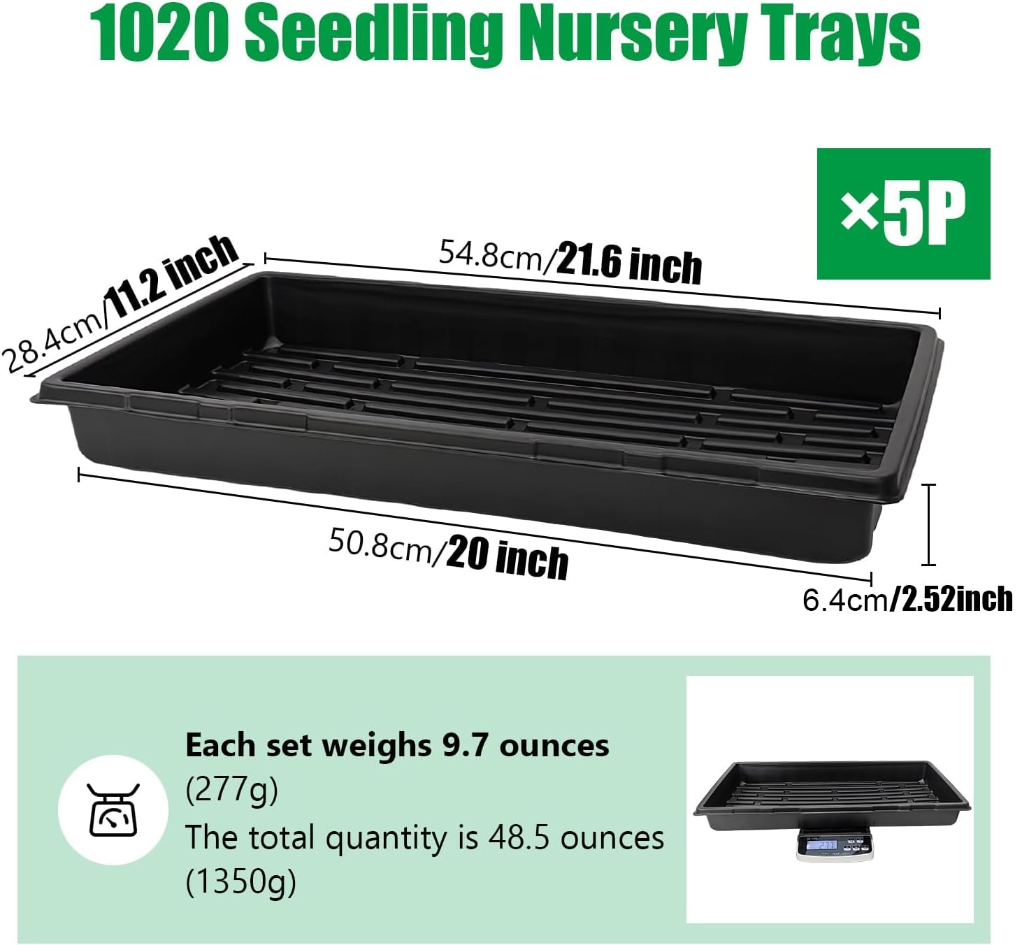 RooTrimmer top view displaying tray dimensions for correct fit